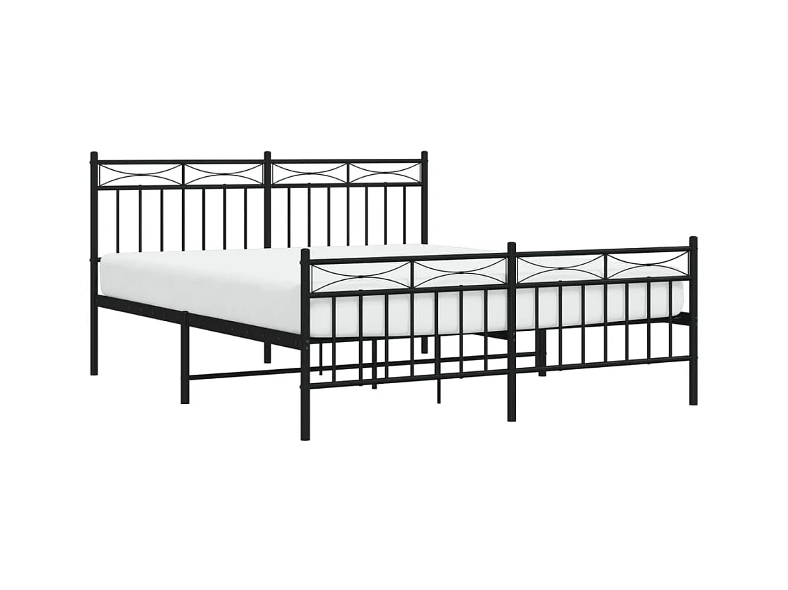 Lit-160x200 cm métal avec tête de lit/pied de lit noir EGGB33958