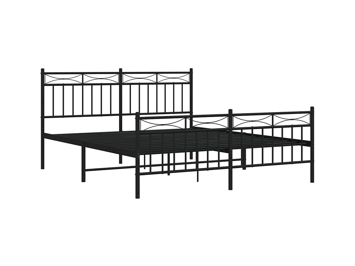 Lit-160x200 cm métal avec tête de lit/pied de lit noir EGGB33958