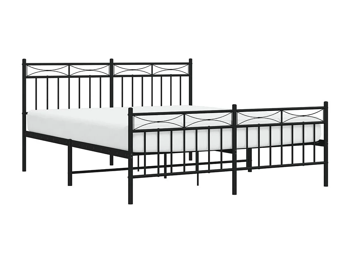 Lit-160x200 cm métal avec tête de lit/pied de lit noir EGGB33958