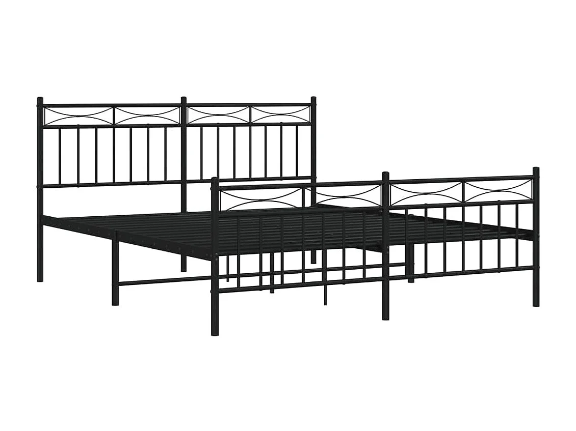 Lit-160x200 cm métal avec tête de lit/pied de lit noir EGGB33958
