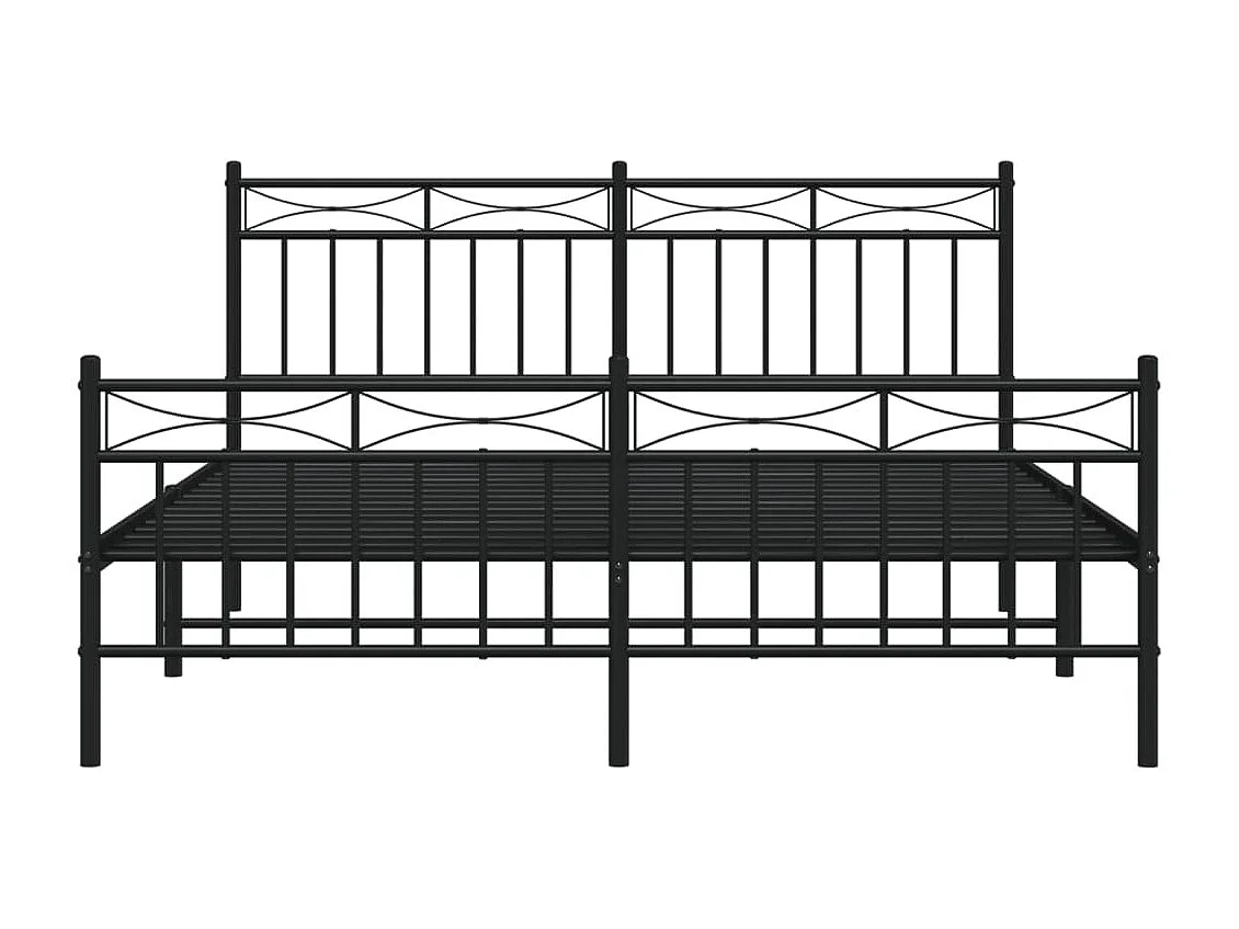 Lit-160x200 cm métal avec tête de lit/pied de lit noir EGGB33958