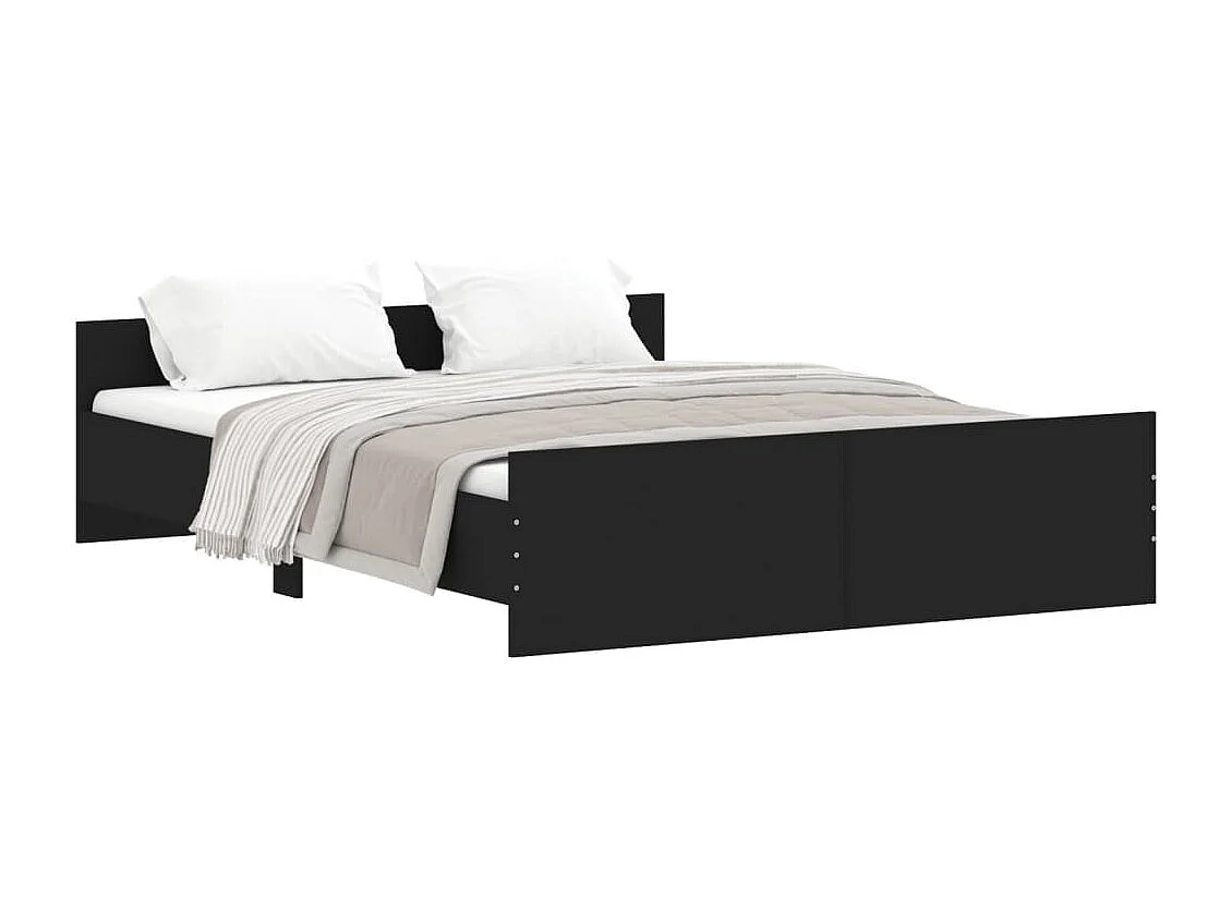 Lit-160x200 cm avec tête de lit et pied de lit noir EGGB52741