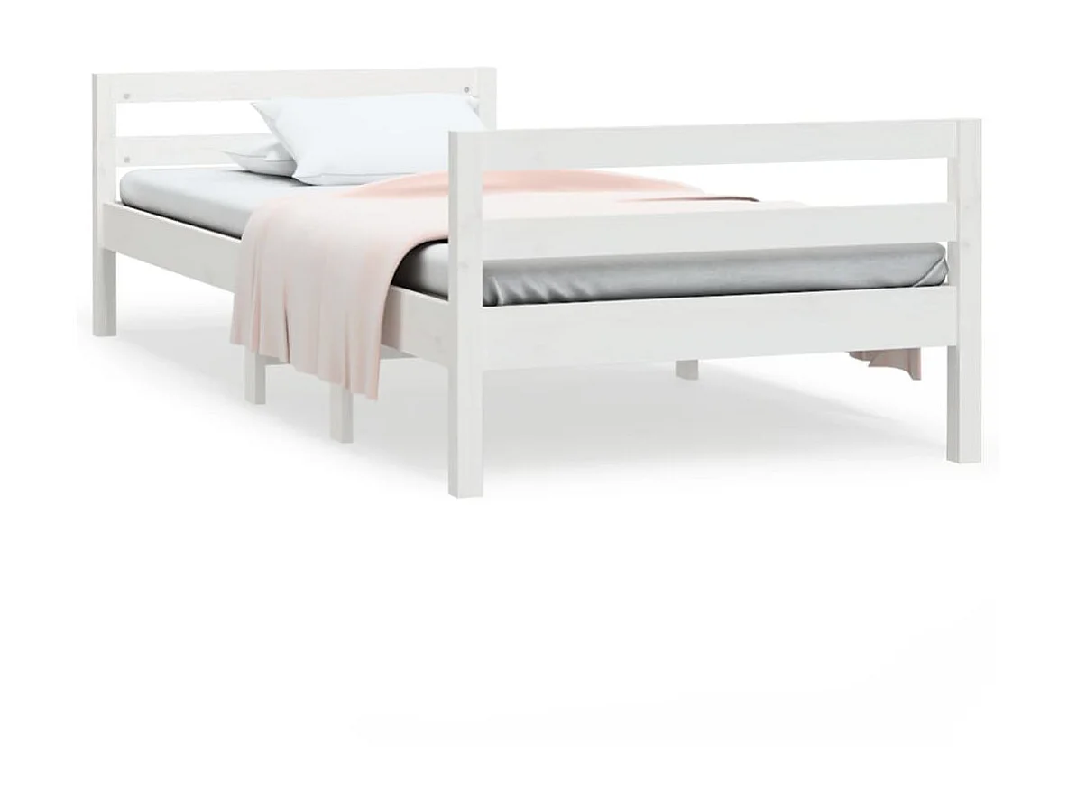 Lit-75x190 cm Blanc Bois de pin massif EGGB83096