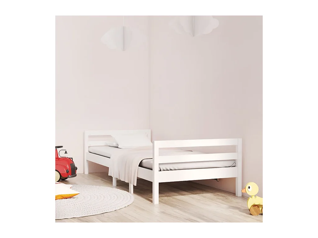 Lit-75x190 cm Blanc Bois de pin massif EGGB83096