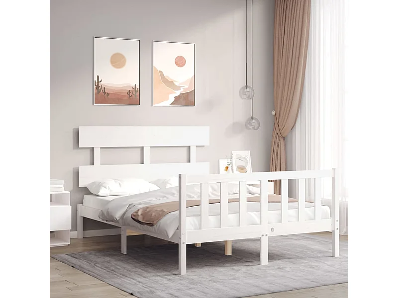 Lit-120x200 cm avec tête de lit blanc bois massif EGGB76034