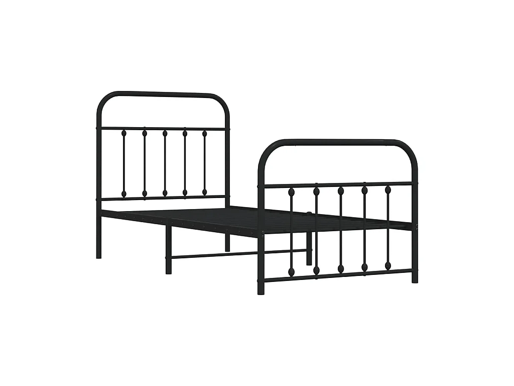 Cama 90x200 cm con cabecero y estribo metal negro ES96621