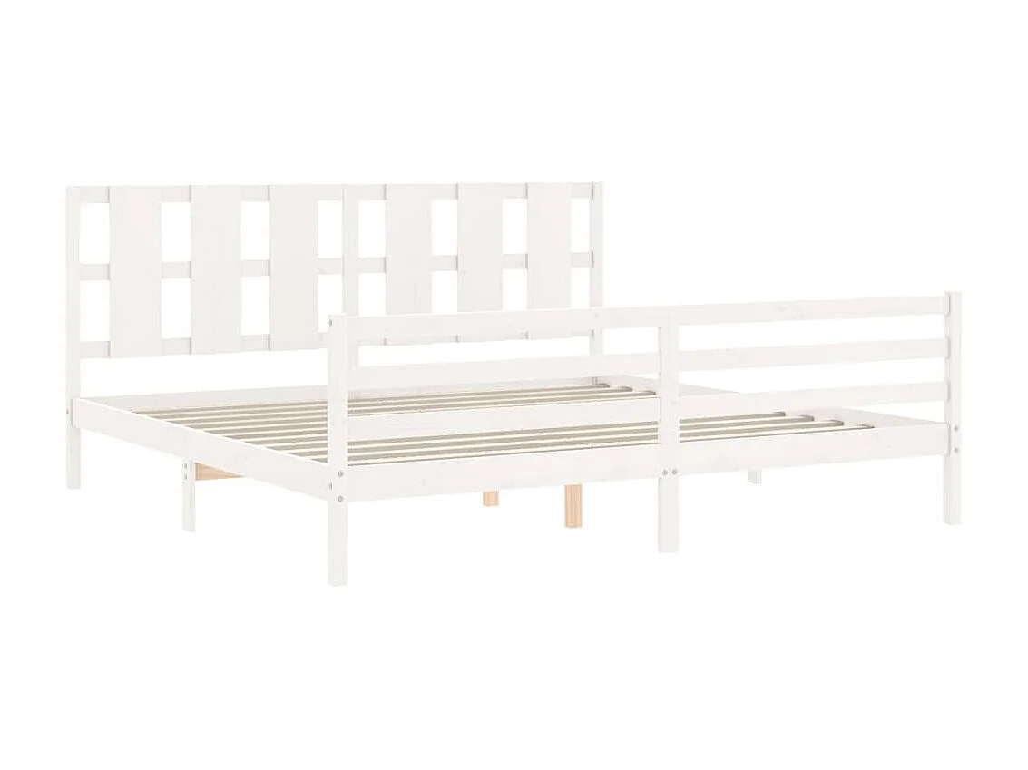 Bedframe met hoofdbord massief hout wit NL67045