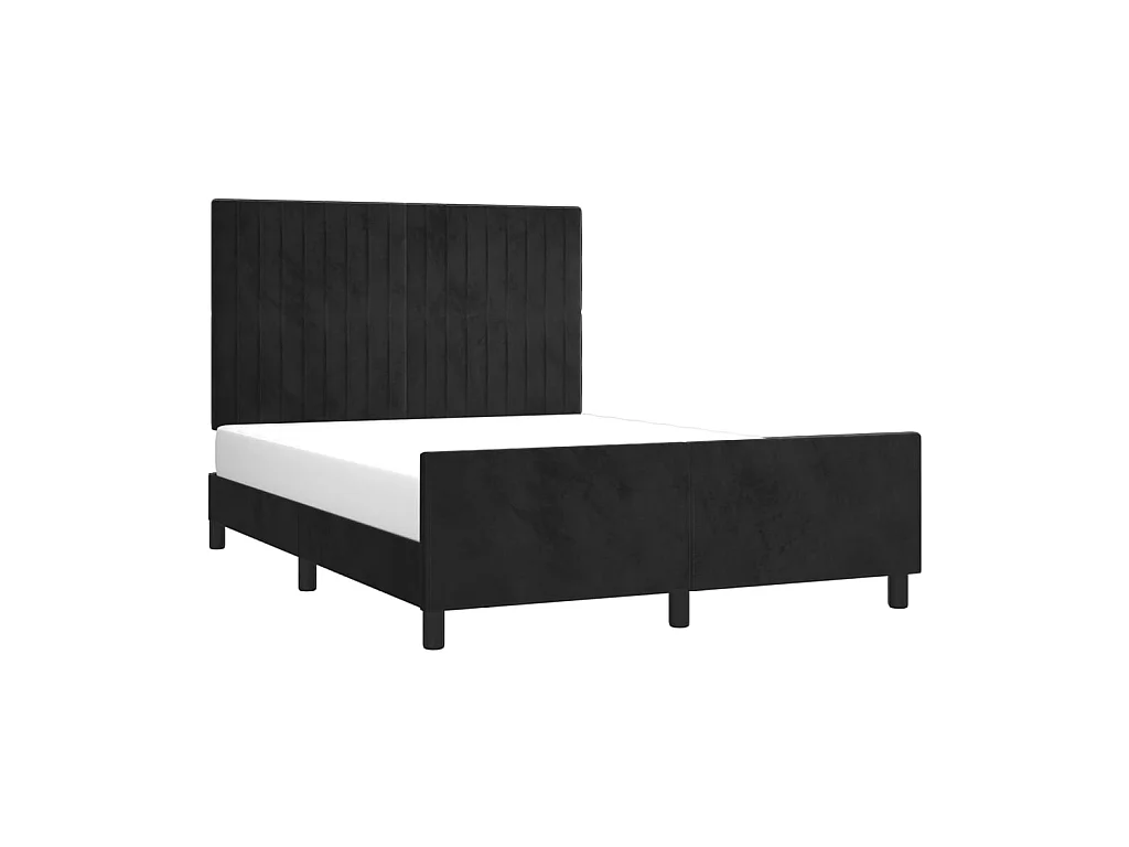 Cama 140x200 cm con cabecero de terciopelo negro ES73782