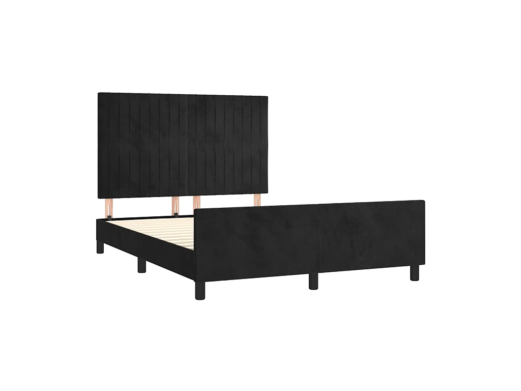 Cama 140x200 cm con cabecero de terciopelo negro ES73782