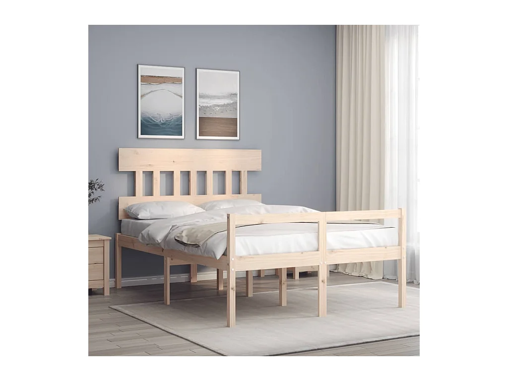 Lit-140x200 cm pour personne âgée et tête de lit bois massif EGGB88190