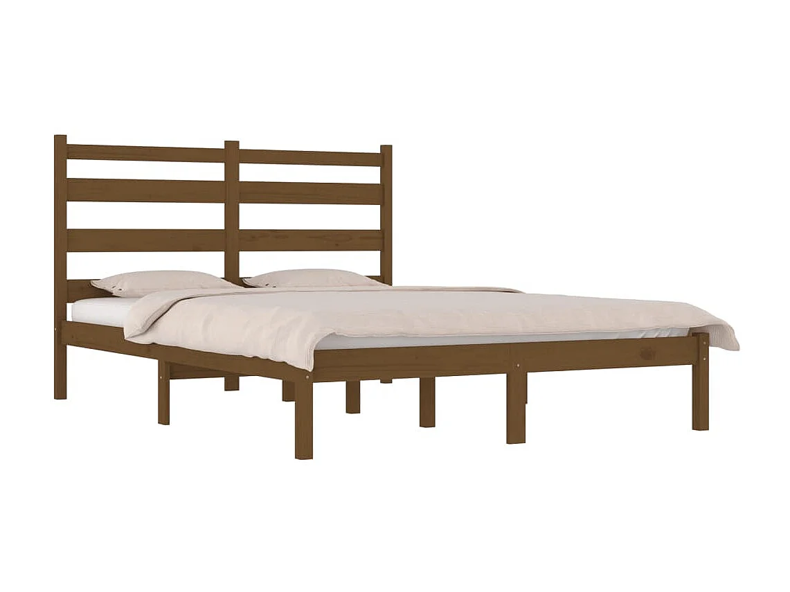 Cama 200x200 cm pinho maciço castanho mel PT511755