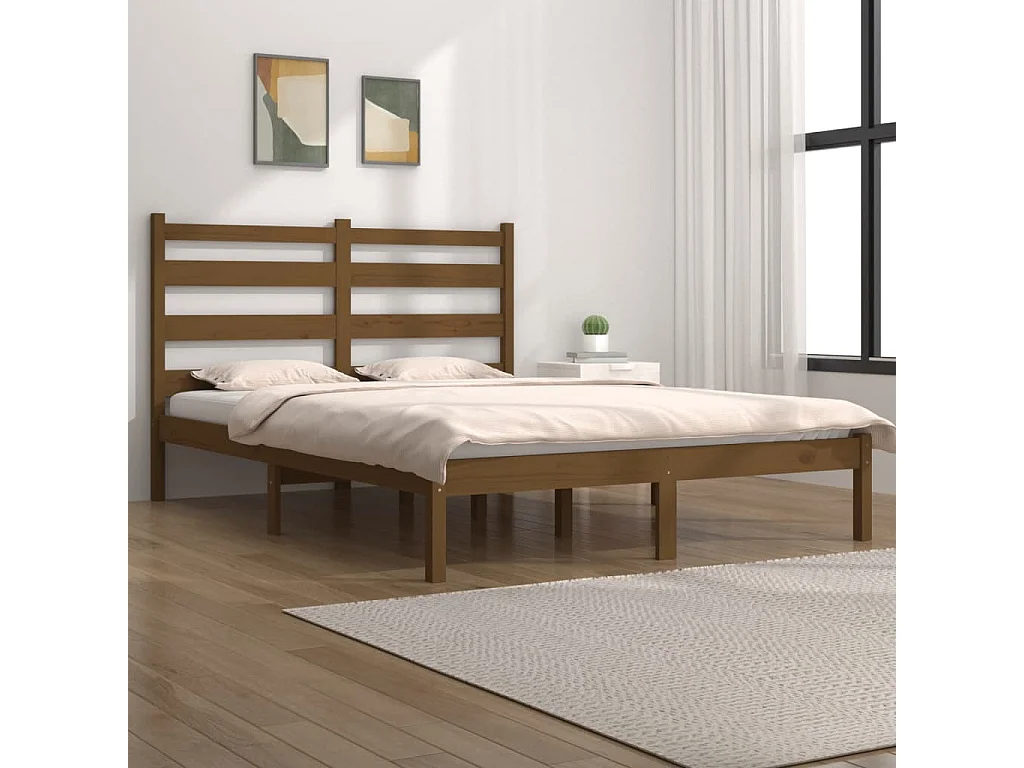 Bedframe massief grenenhout honingbruin 200x200 cm NL55173