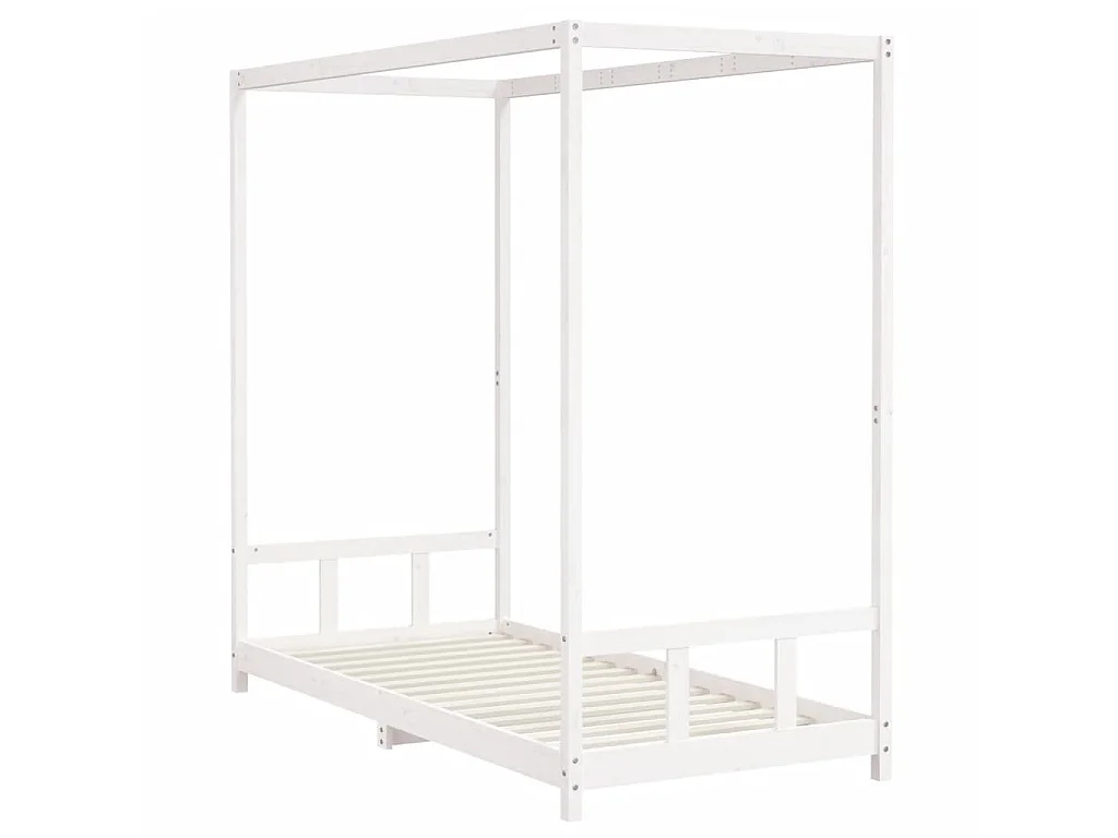 Lit-90x200 cm pour enfants blanc bois de pin massif EGGB47336