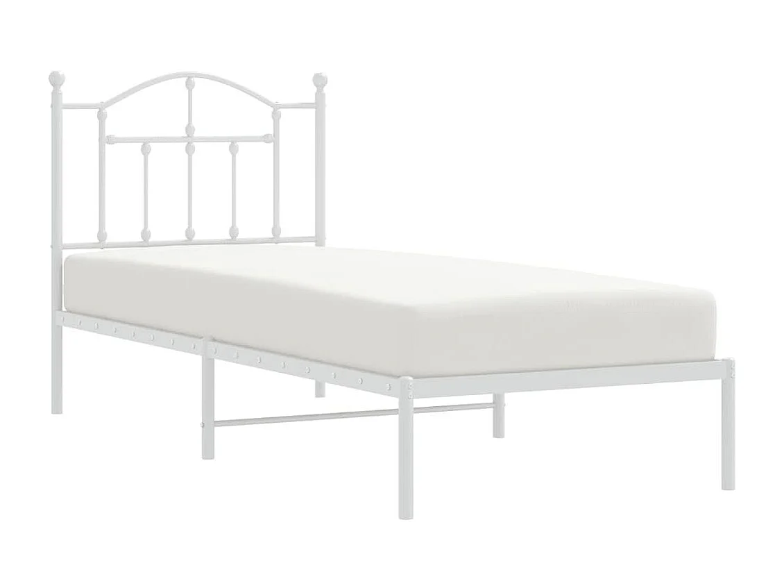 Bedframe met hoofdbord metaal wit 90x200 cm NL61649