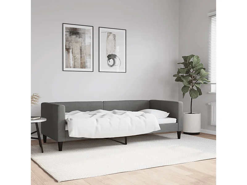 Cama 80x200 cm tela gris oscuro ES23080