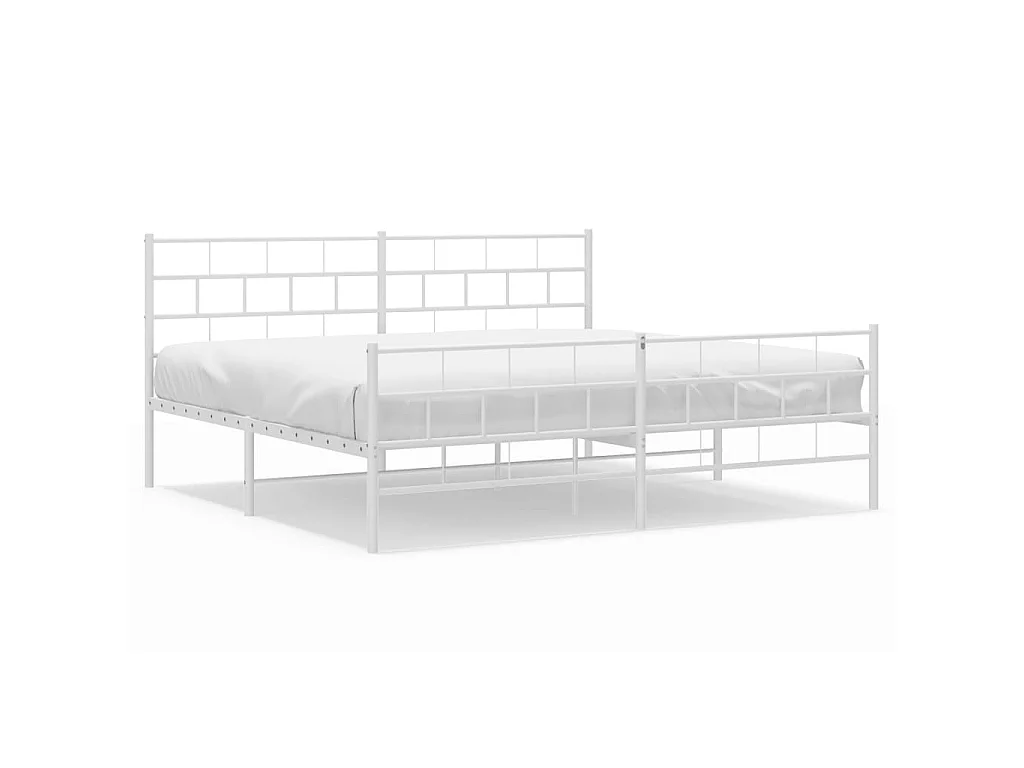 Cama com cabeceira e pés 200x200 cm metal branco PT521075