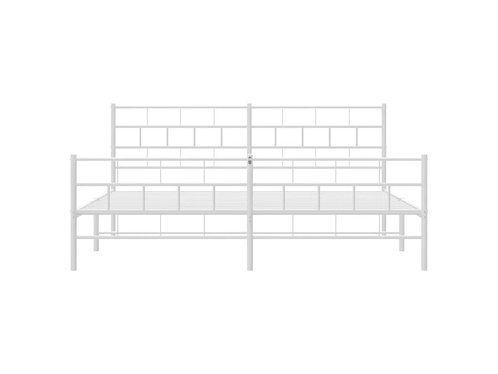 Cama com cabeceira e pés 200x200 cm metal branco PT521075