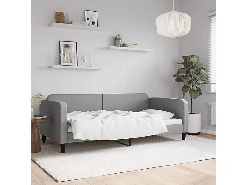 Lit-100x200 cm de repos gris clair tissu EGGB94453