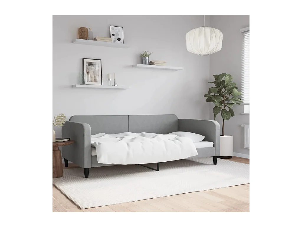 Lit-100x200 cm de repos gris clair tissu EGGB94453
