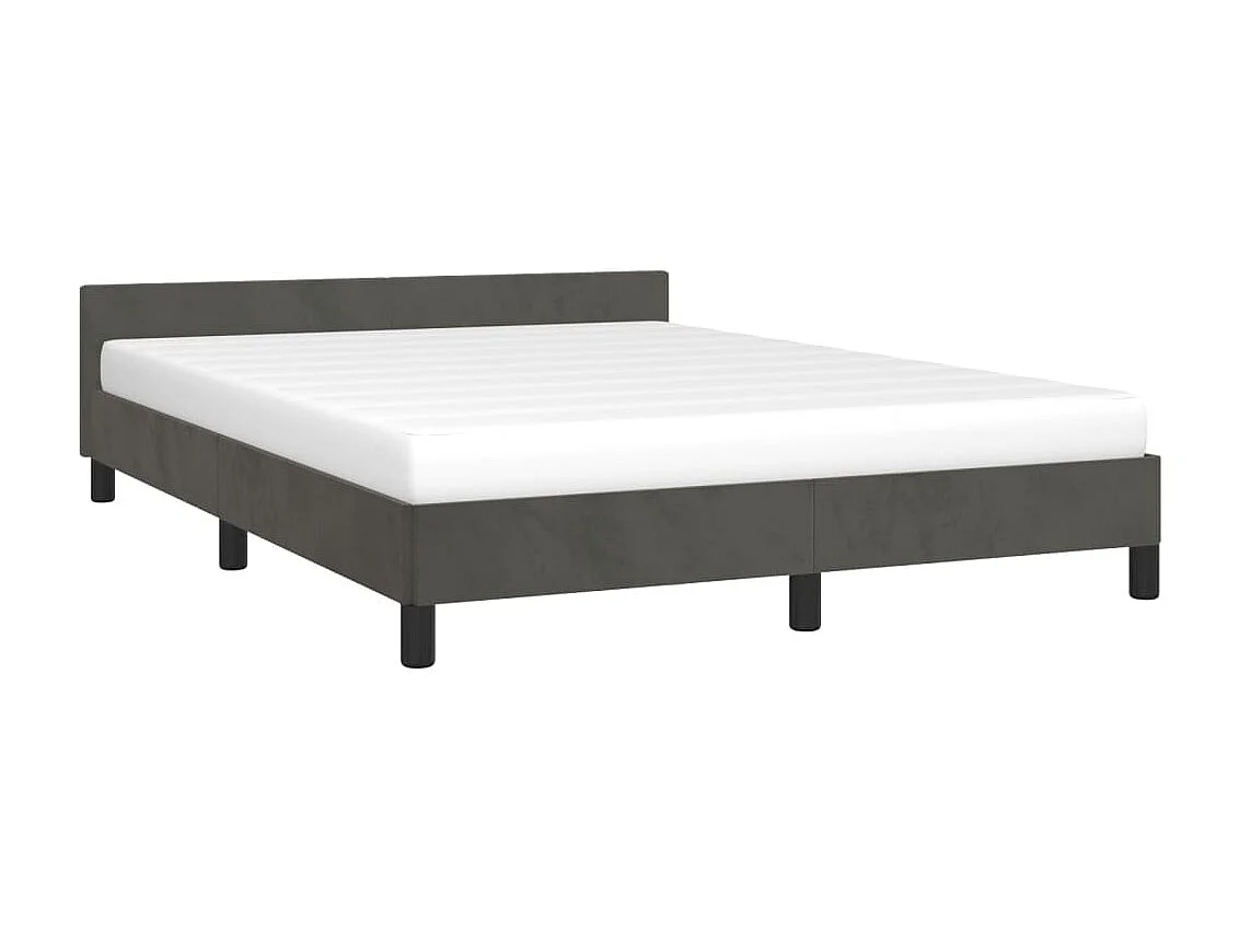 Cama c/ cabeceira 140x190cm veludo cinzento-escuro PT270684