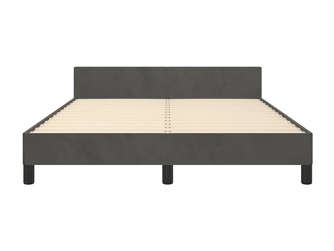Cama c/ cabeceira 140x190cm veludo cinzento-escuro PT270684