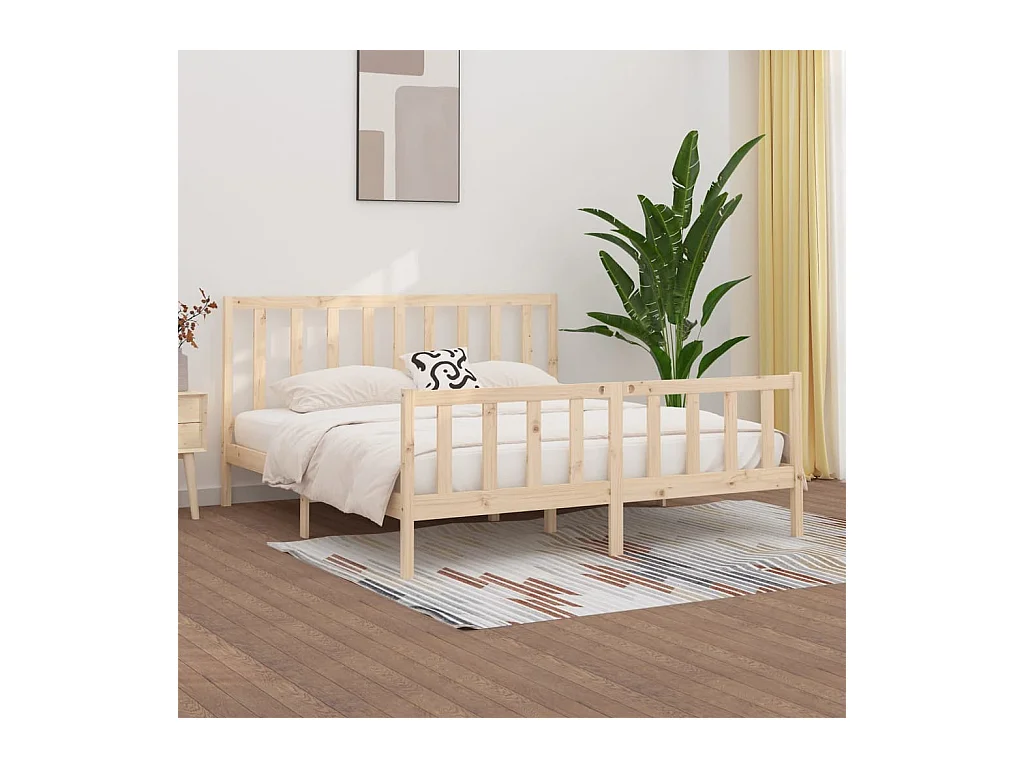 Lit-200x200 cm Bois massif EGGB58142