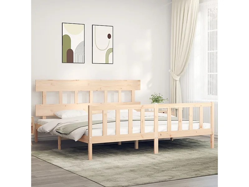 Bedframe met hoofdbord massief hout 200x200 cm NL91704