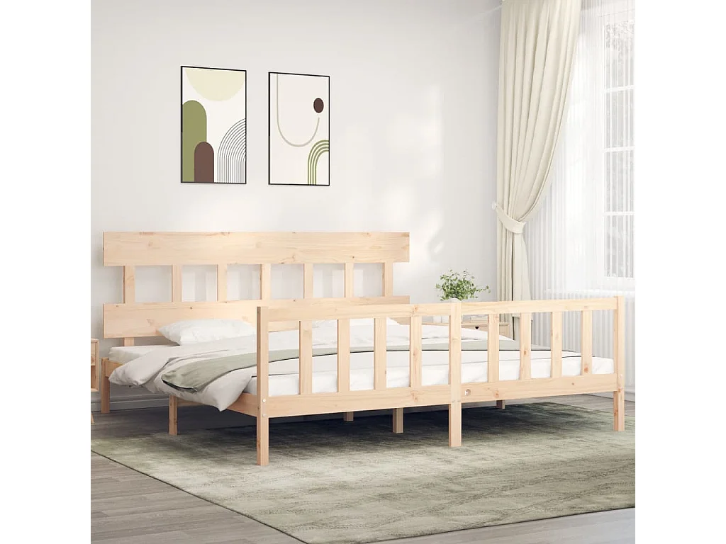 Bedframe met hoofdbord massief hout 200x200 cm NL91704