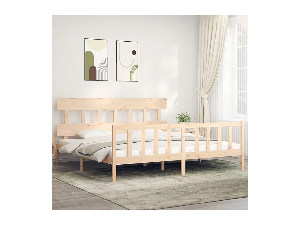 Lit-200x200 cm avec tête de lit bois massif EGGB34225