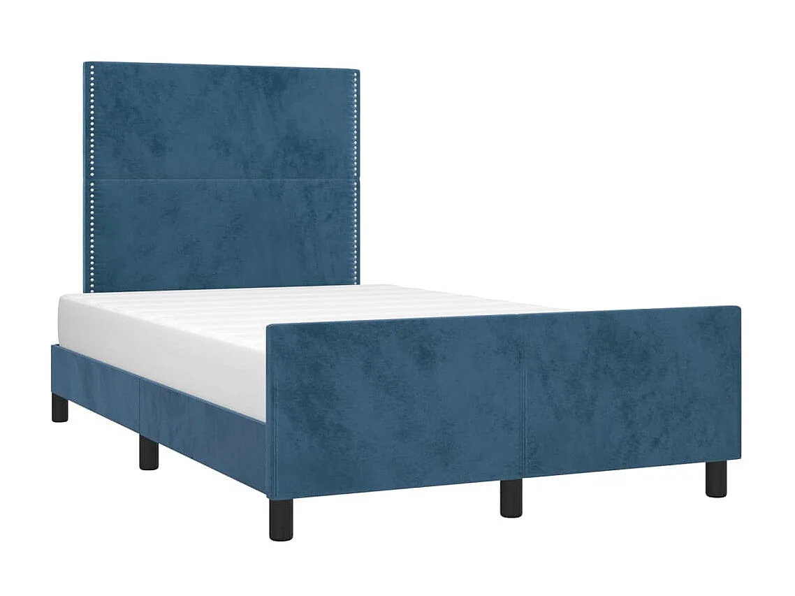 Cama c/ cabeceira 120x200 cm veludo azul PT538318