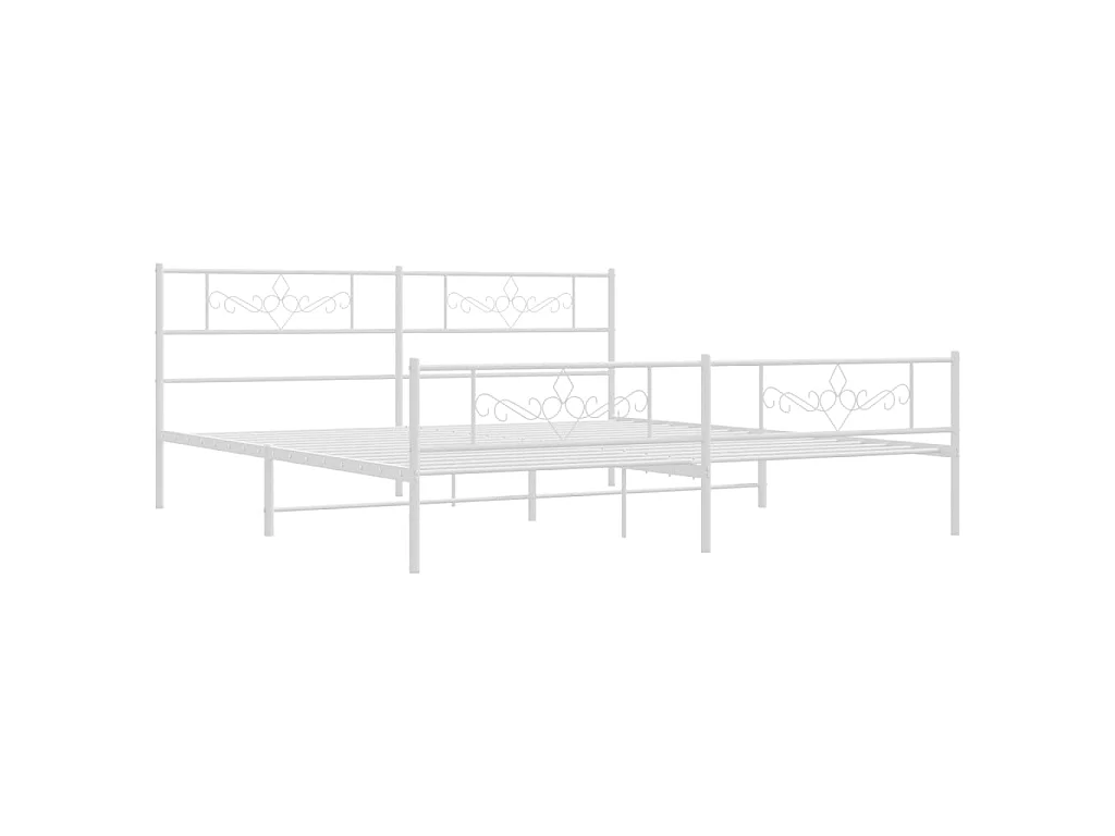 Lit-183x213 cm métal avec tête de lit/pied de lit blanc EGGB62374