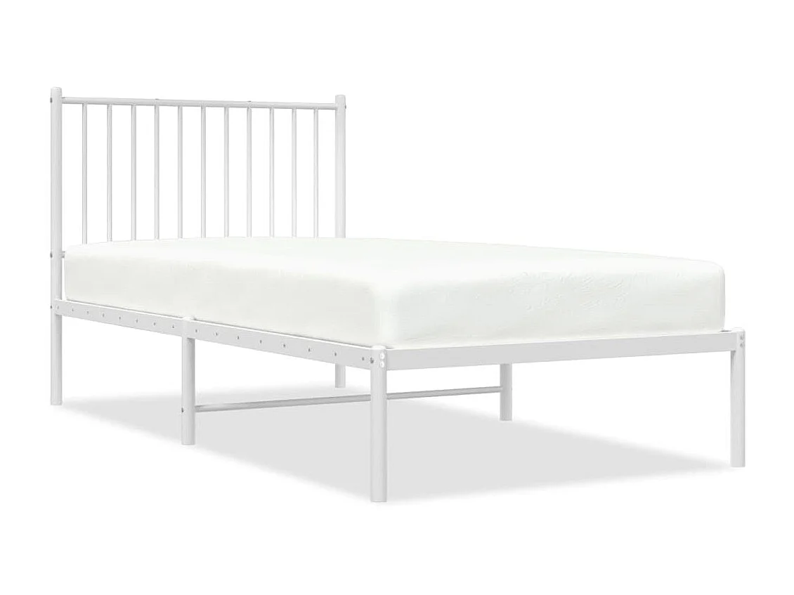 Lit-90x190 cm métal avec tête de lit blanc EGGB68601