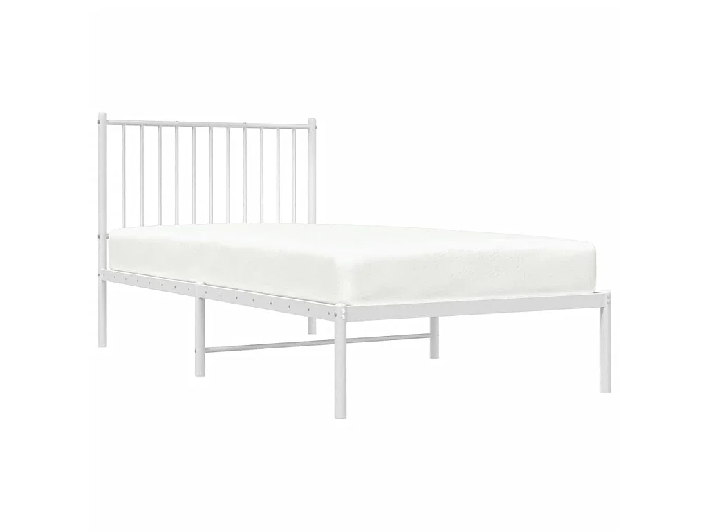 Lit-90x190 cm métal avec tête de lit blanc EGGB68601