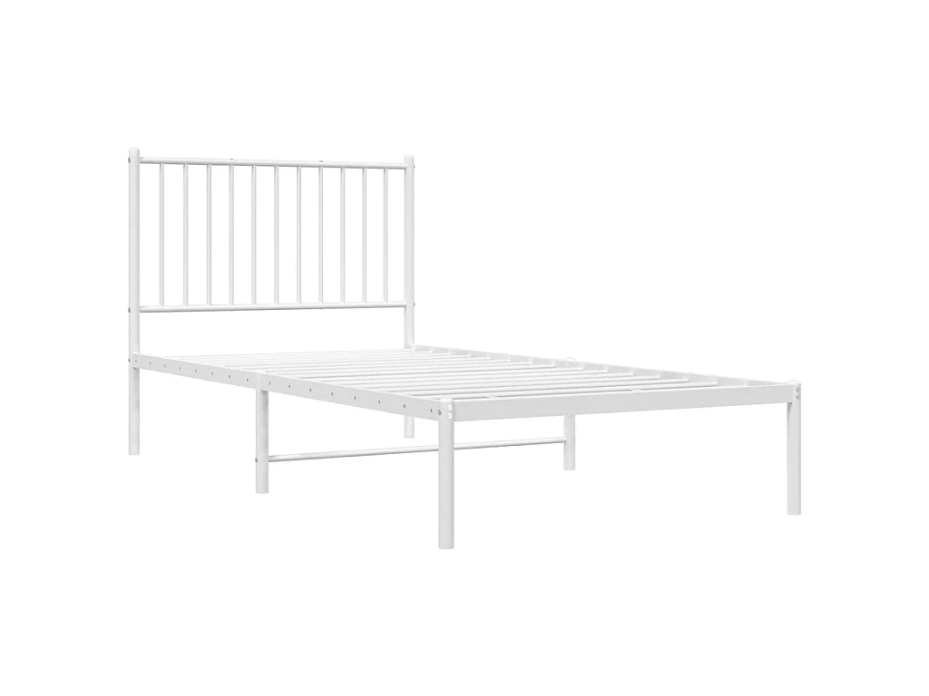 Lit-90x190 cm métal avec tête de lit blanc EGGB68601