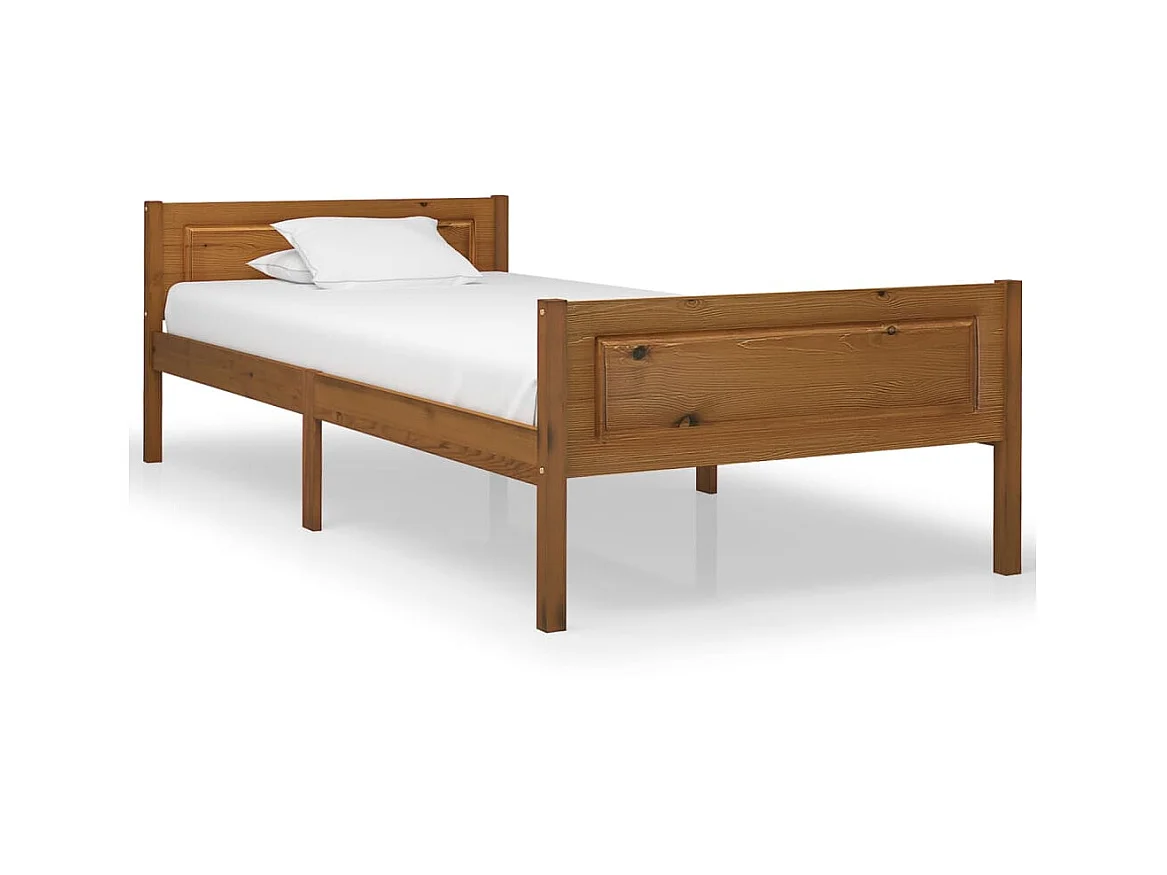 Cama 90x200 cm pinho maciço castanho mel PT284990