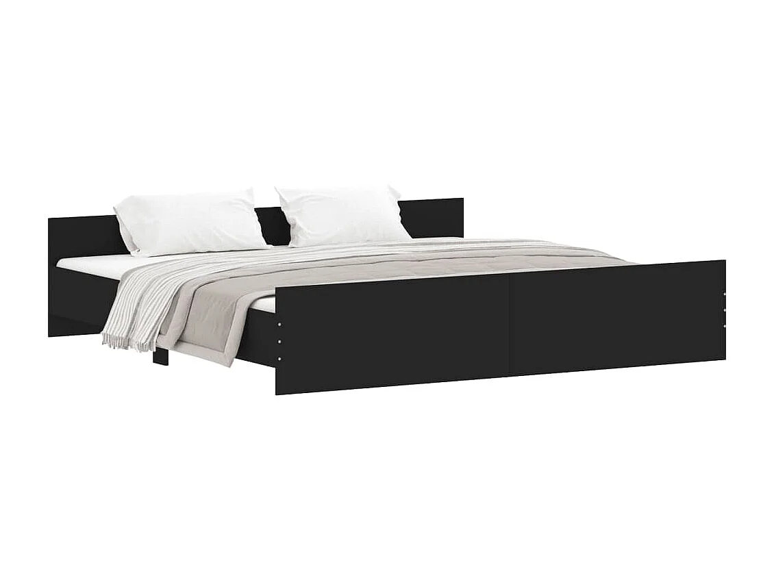 Lit-200x200 cm avec tête de lit/pied de lit noir EGGB60447