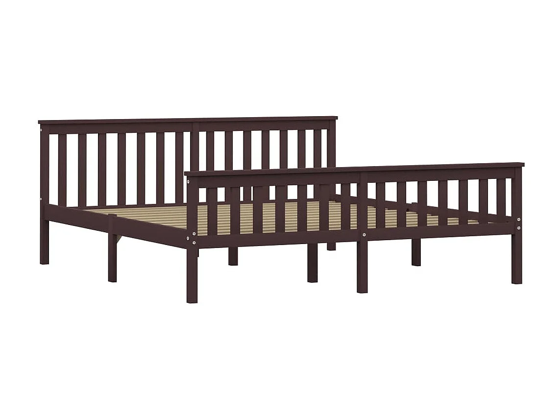 Lit-180x200 cm Marron foncéé Bois de pin massif EGGB47179