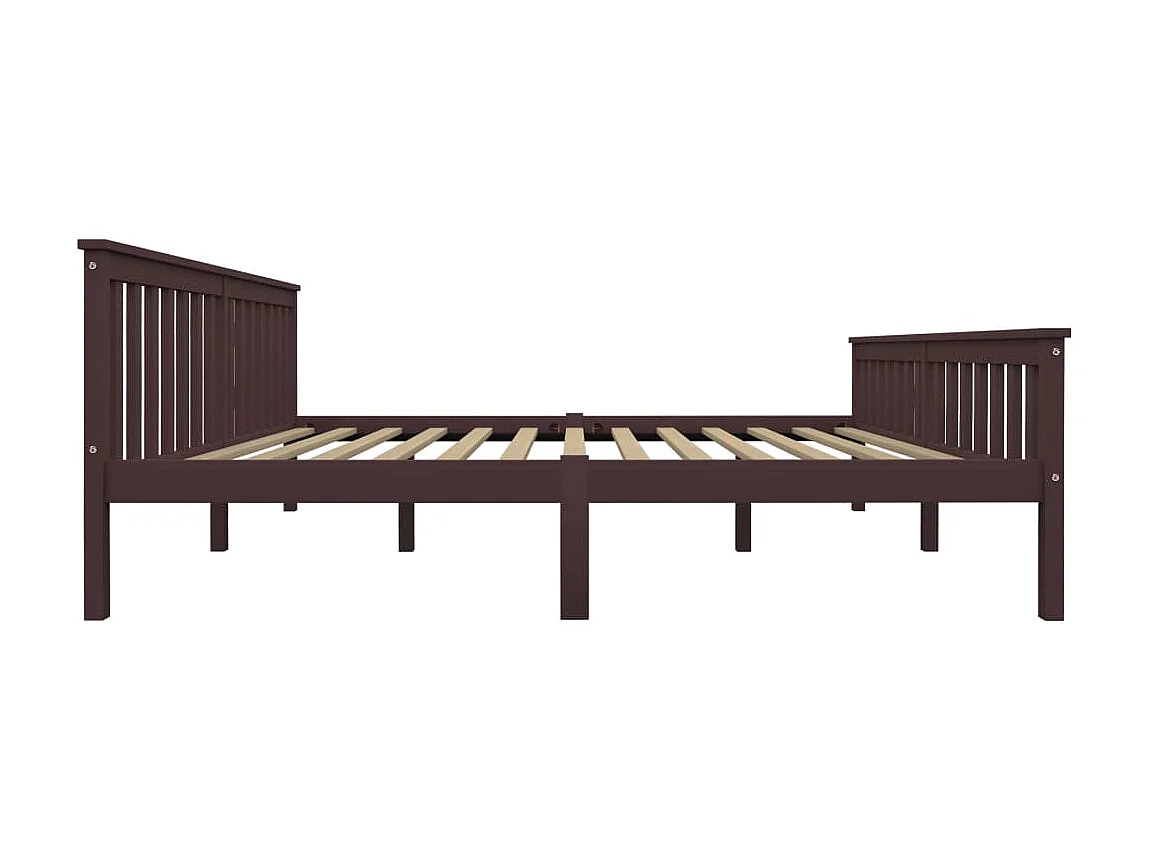 Lit-180x200 cm Marron foncéé Bois de pin massif EGGB47179