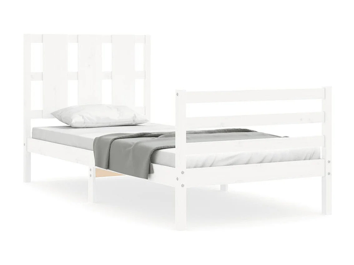 Bedframe met hoofdbord massief hout wit NL24242