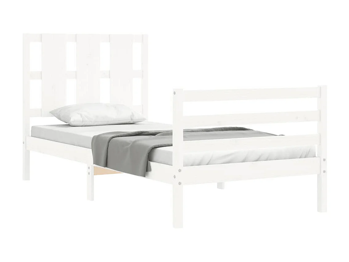 Bedframe met hoofdbord massief hout wit NL24242