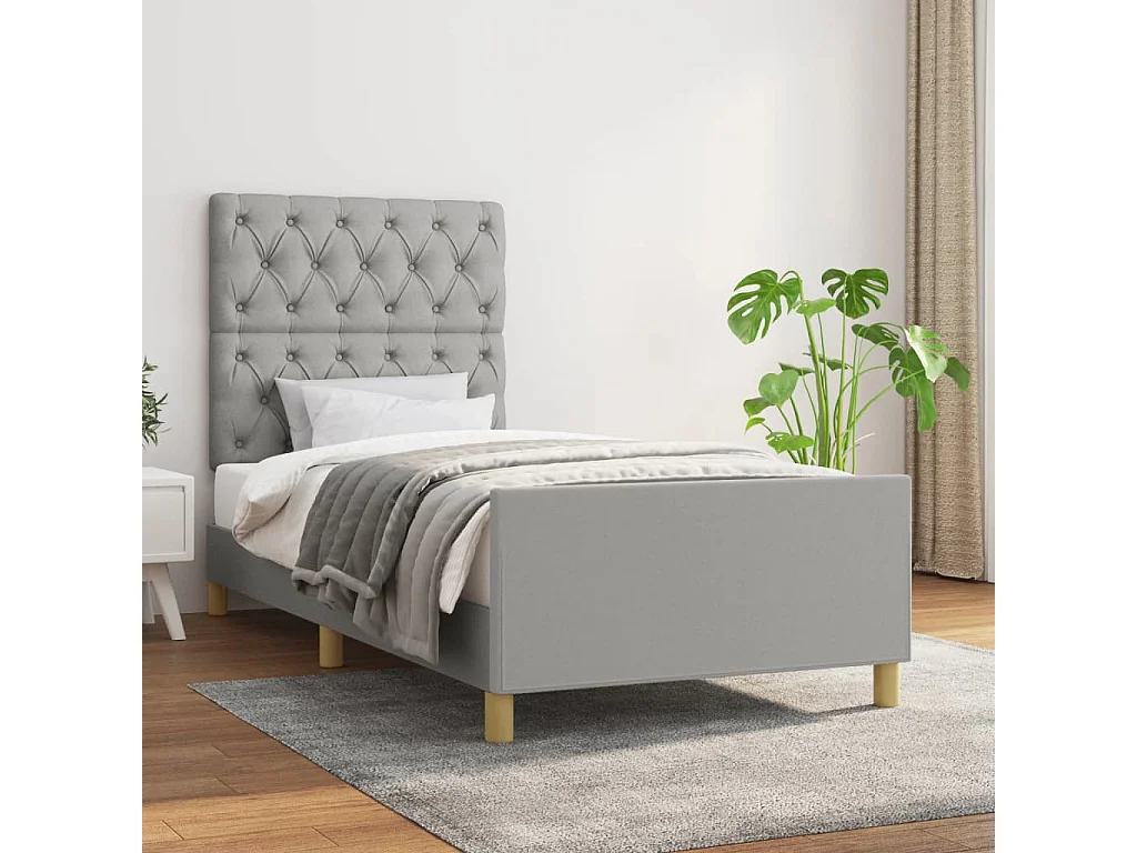 Lit-80x200 cm avec tête de lit Gris clair Tissu EGGB36242