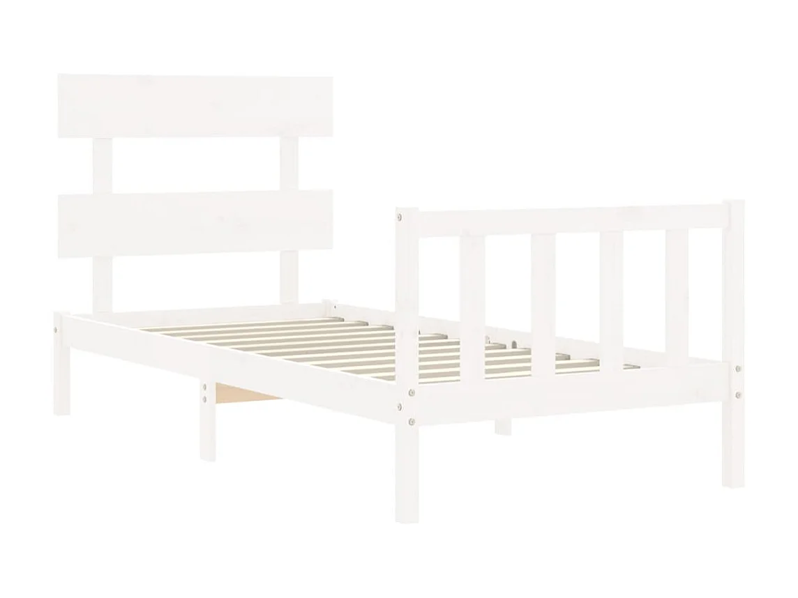 Lit-90x190 cm avec tête de lit blanc simple bois massif EGGB44471