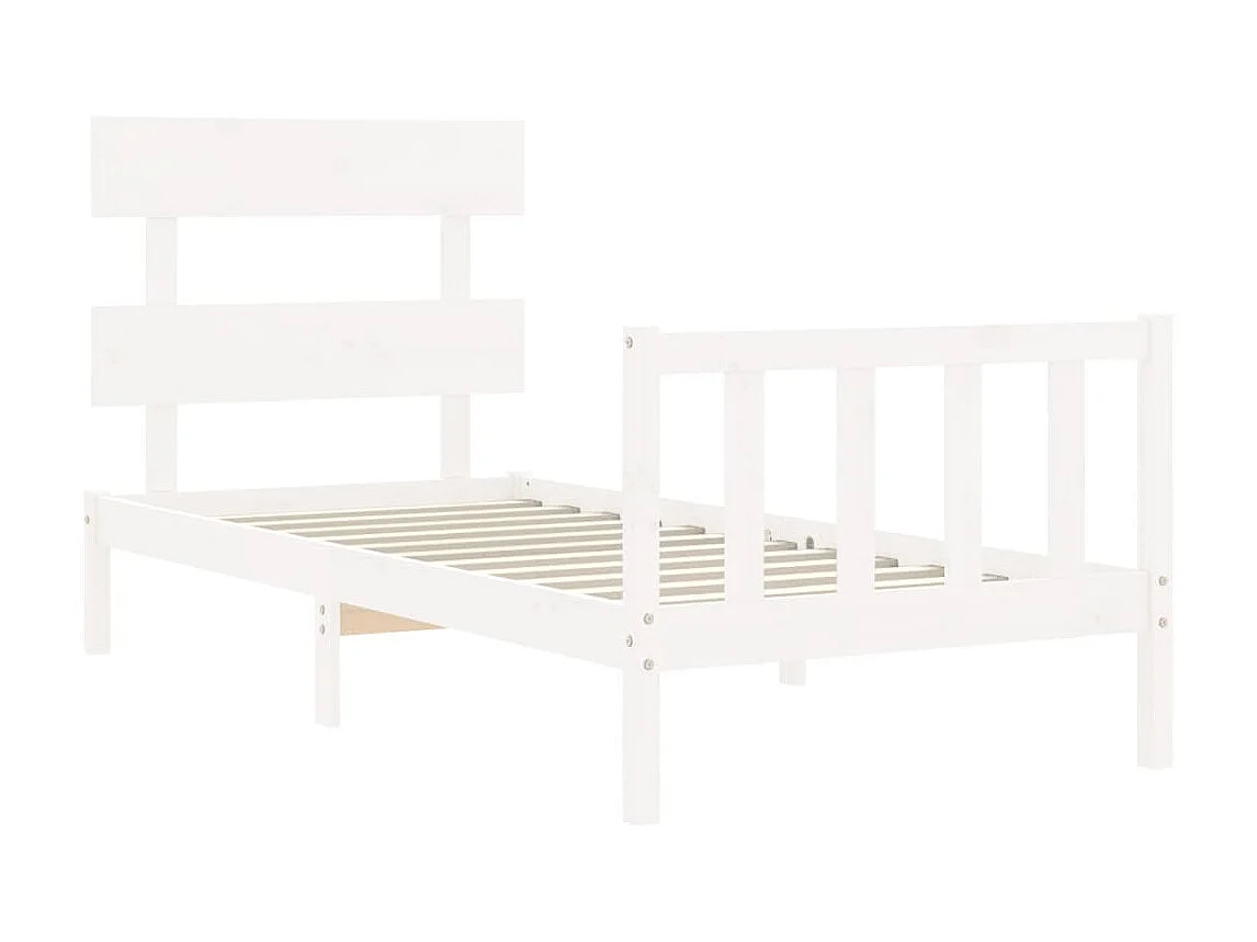 Lit-90x190 cm avec tête de lit blanc simple bois massif EGGB44471