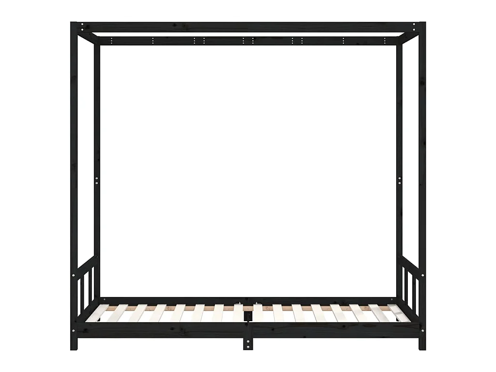 Cama infantil 90x200 cm pinho maciço preto PT820894