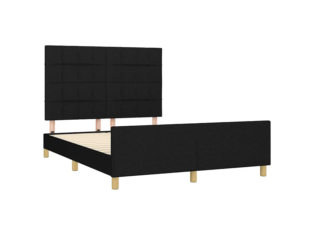 Lit-140x190 cm avec tête de lit Noir Tissu EGGB46806