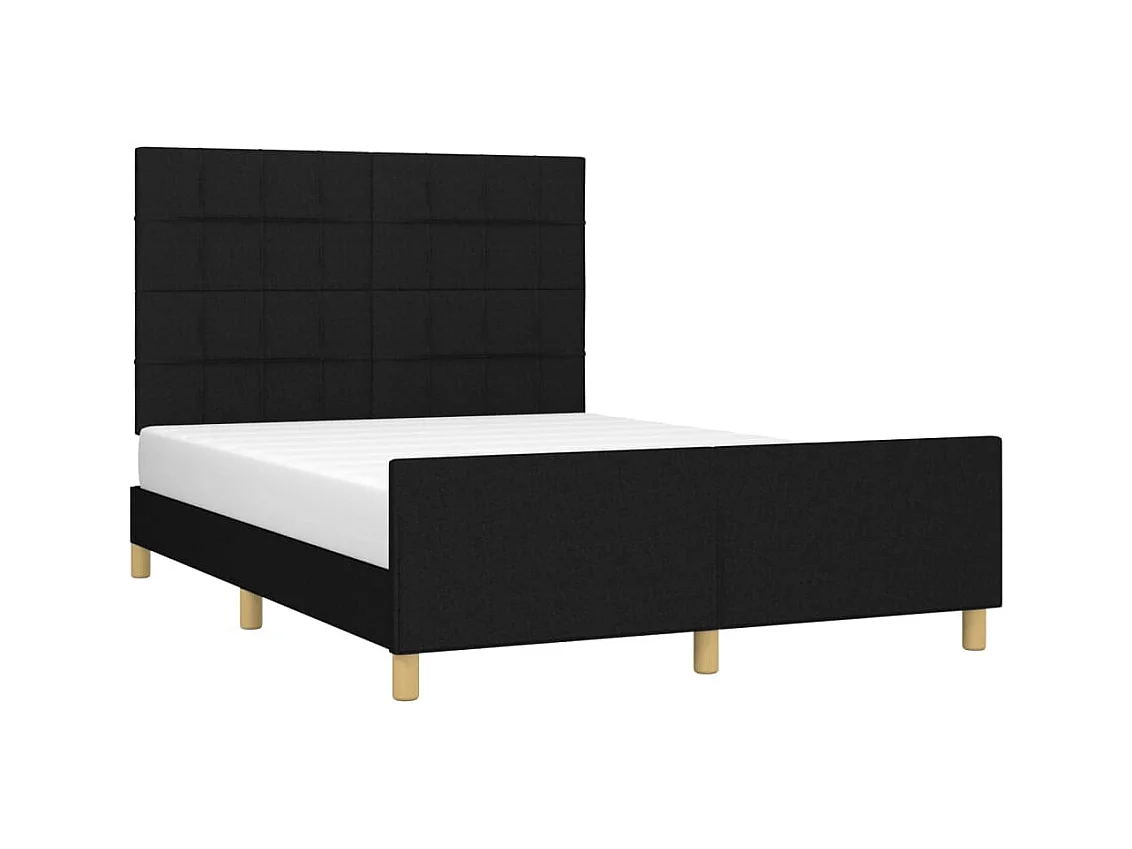 Lit-140x190 cm avec tête de lit Noir Tissu EGGB46806