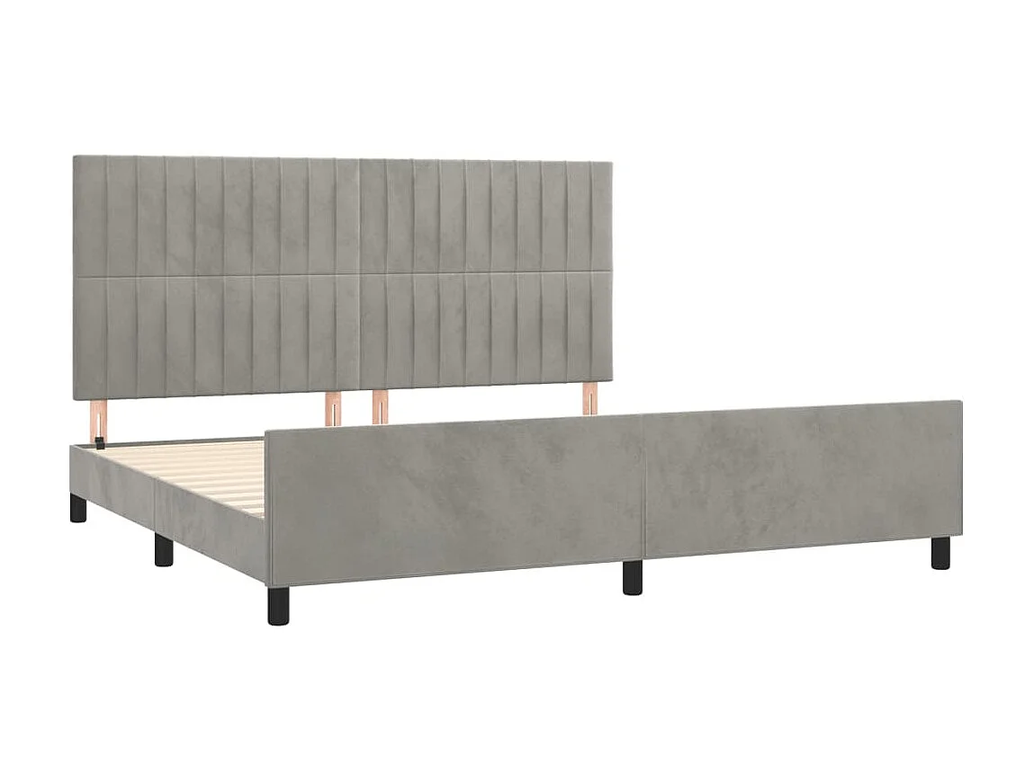 Cama 200x200 cm con cabecero terciopelo gris claro ES31292