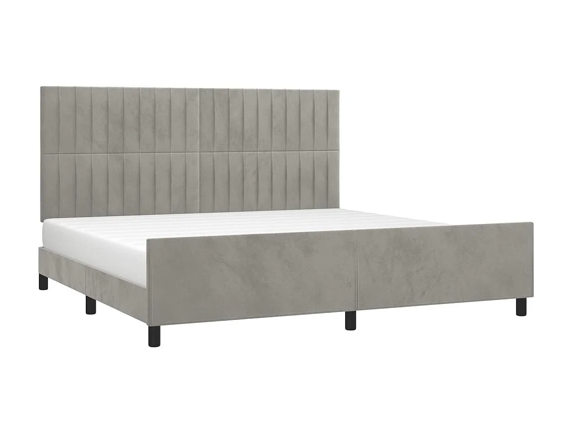 Cama 200x200 cm con cabecero terciopelo gris claro ES31292