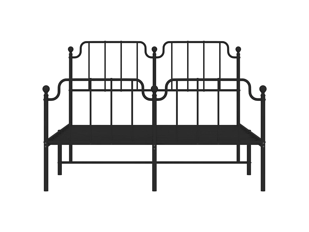 Lit-140x190 cm métal avec tête de lit/pied de lit noir EGGB69377