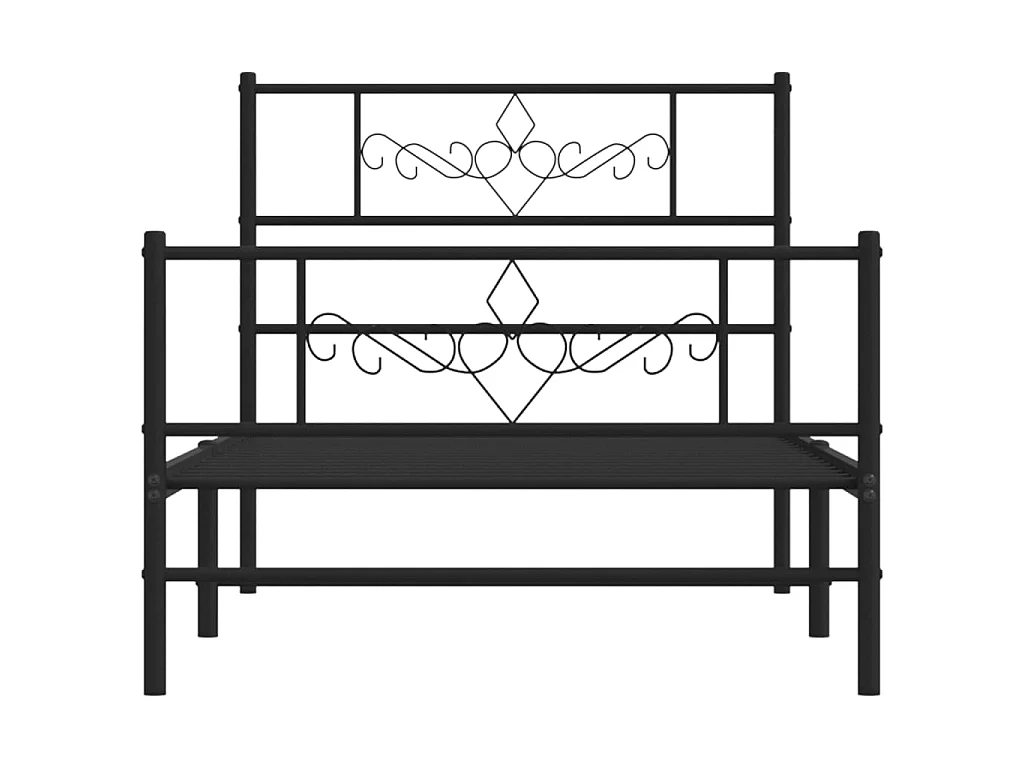 Lit-90x190 cm métal avec tête de lit/pied de lit noir EGGB44155